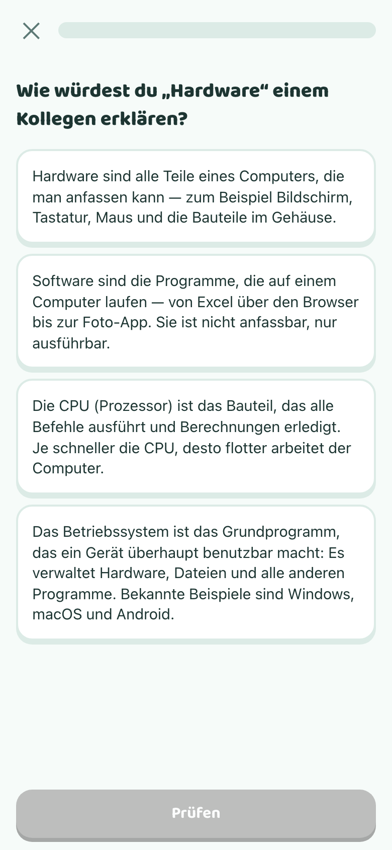 Britzel-App: eine Übung in der Lektion